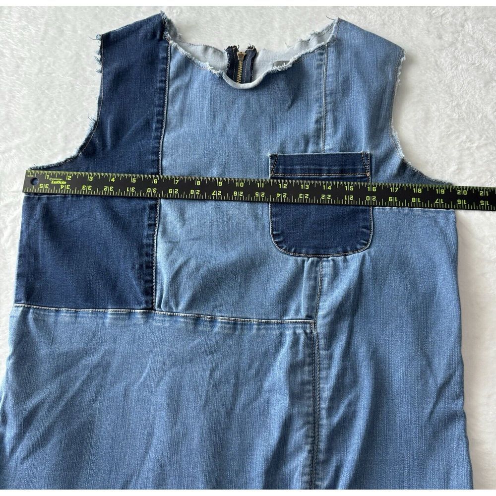 Soho New York & Company Dress Women LARGE Blue Denim Patchwork Stretch Casual - Picture 10 of 13